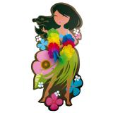 Wanddeko Hula-Girl mit Blumenkette
